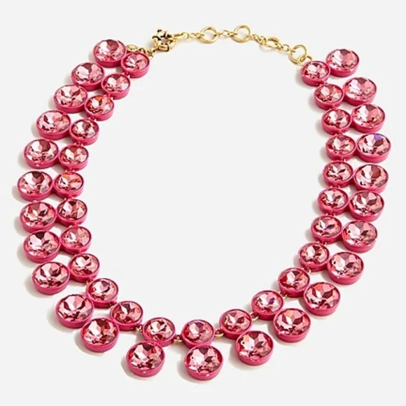 NWT J. Crew Sparkly Double-Drop Necklace/Earrings Pink - Picture 2 of 9